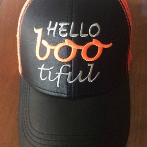Hello Bootiful Halloween Mesh Hat NWOT